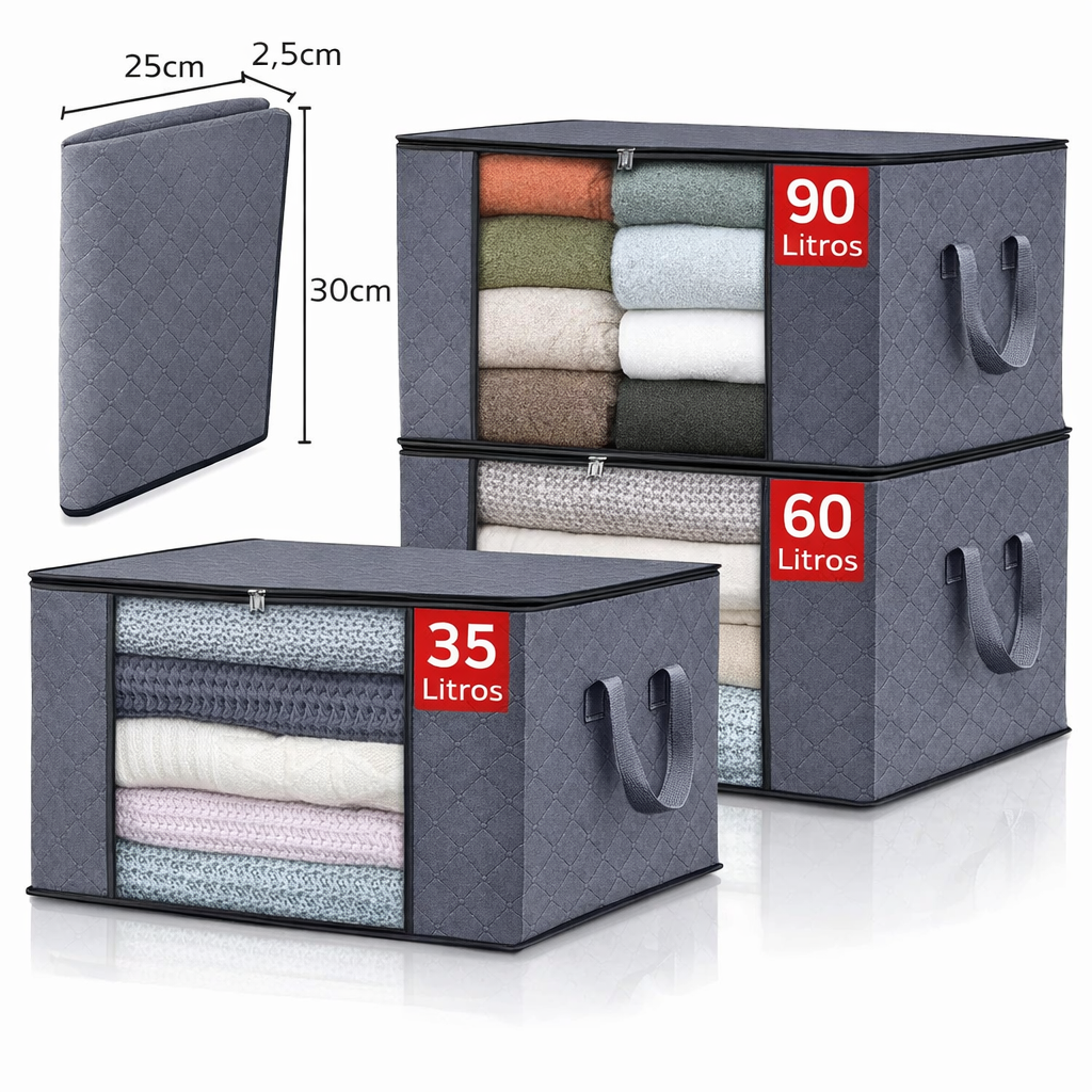 Organizador de Roupas e Cobertores Dobrável – Grande Capacidade para Guarda-Roupas