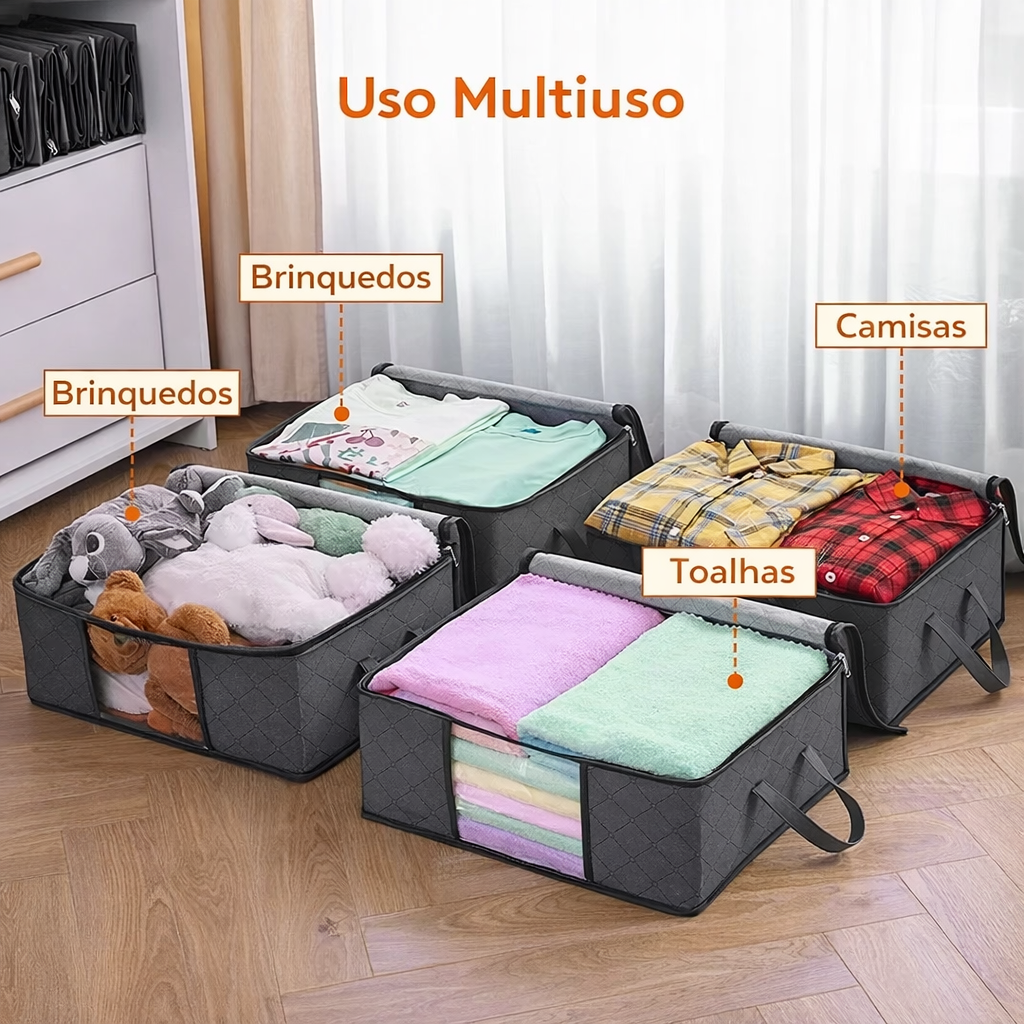 Organizador de Roupas e Cobertores Dobrável – Grande Capacidade para Guarda-Roupas