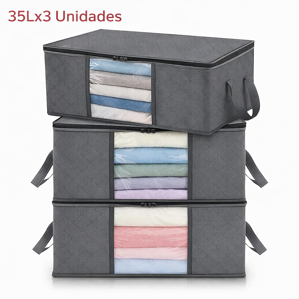 Organizador de Roupas e Cobertores Dobrável – Grande Capacidade para Guarda-Roupas
