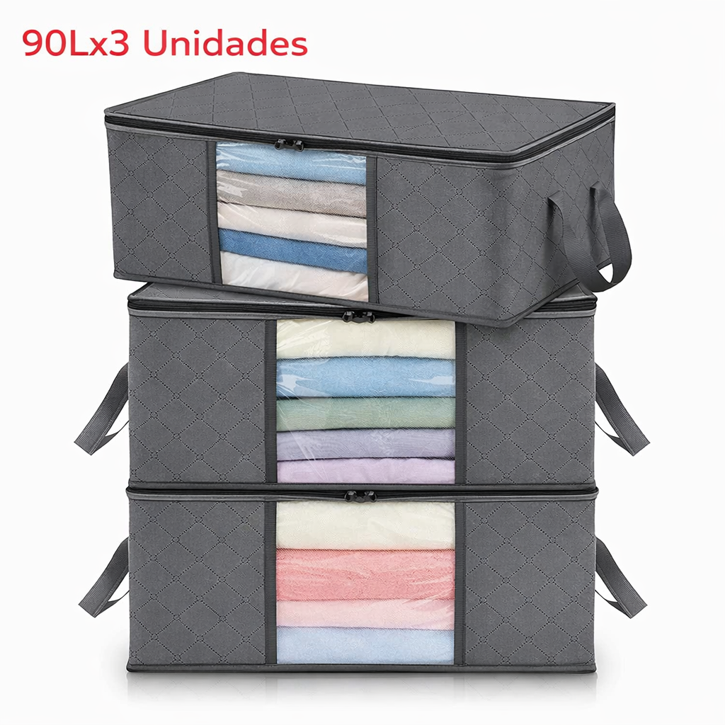 Organizador de Roupas e Cobertores Dobrável – Grande Capacidade para Guarda-Roupas